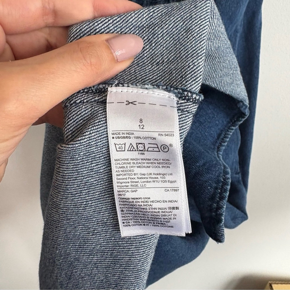 Gap Blue Denim Jean Corset Tie Zip Back Dress Size 8 - Picture 9 of 10